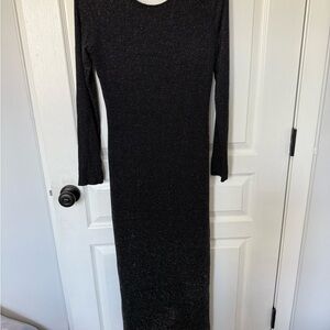 Lulu's Shimmering Black Long Sleeve Dress